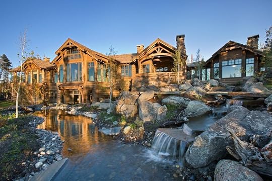 A stream and pond runs through your front lawn...gorgeous log home in Montana | Mansions, Rustic house, Enchanted home