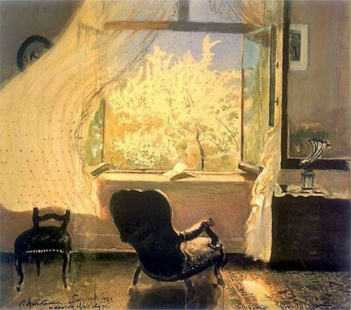 Chair in front of an open window