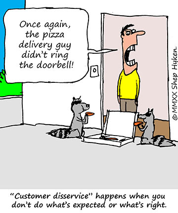 Two Racoons Snack on a Man's Pizza Delivery Outside