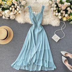 Lucuna Dotted Spaghetti Strap Midi A-Line Dress | YesStyle