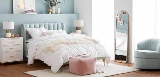Shop Avalon Channel Stitch Bed, Full, Performance Everyday Velvet Light Pool, QS EXEL, Blaire 3-Drawer Storage Cabinet, Lacquered Simply White, White Glove In-Home, Blaire Base, Gold, UPS, Furific Fur Throw, 45x60, Himilayan Ivory, Microfiber Pintuck Comforter, Full/Queen, White, Metal Framed Full Length Mirror, Brass, Dipped Metal Table Lamp, White, Ribbed Shag Wool Rug, 7'x10', Ivory and more