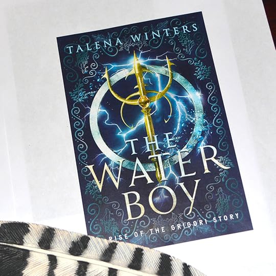 A print-off of the almost-final version of my new cover for The Waterboy . Isn’t it pretty?