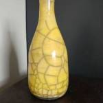yellow raku pottery vase