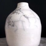 white rakupottery vase with fractals