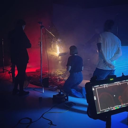 On the booktrailer set, lights, camera, action