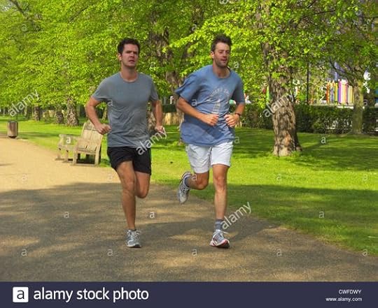 Two men jogging in Kensington Gardens public park, London, UK Stock Photo - Alamy