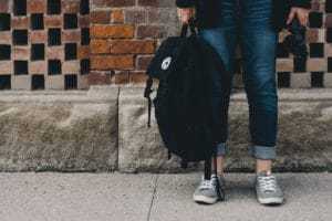 Student with backpack
