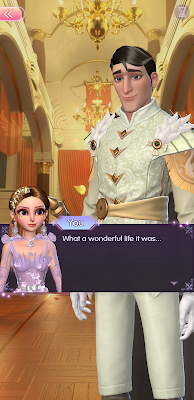 Visual novel screenshot in which Princess Signy says to Prince Aldous "What a wonderful life it was."