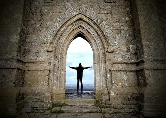 Woman in Tower on Glastonbury Tor
