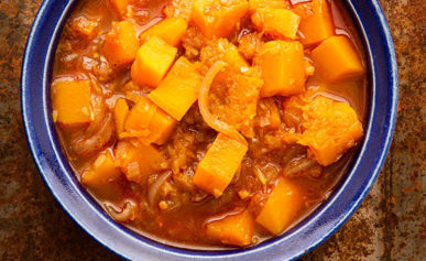 butternut squash curry in a bowl