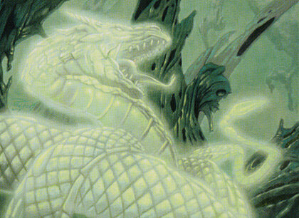 The vaporous serpent coiled to strike - art by alan pollack