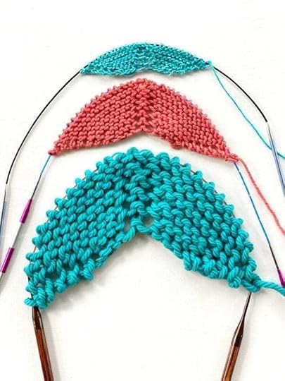 Different weight yarns for center out shawls.