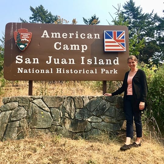 Emma Bland Smith at the scene of the porcine crime