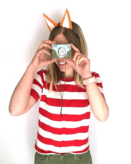 diy book character costume, homemade costume ideas, homemade halloween costume, easy last minute costume for halloween, for kids, for teachers, fox ears headband, paper camera