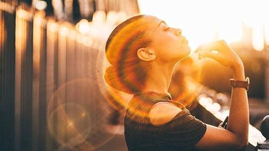 Young woman looking to the light