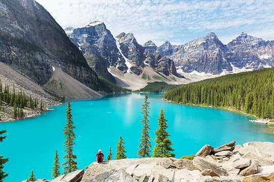 Moraine Lake in Banff National Park Canada mountains and clear water
