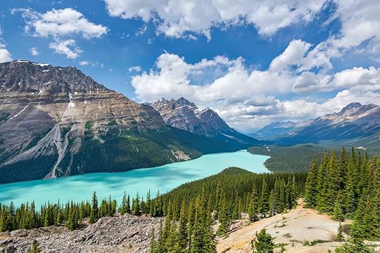 Clear waters of Peyto Lake in Alberta Canada