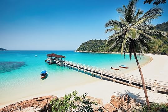 Beach with clear turquoise water in Perhentian Islands in Malaysia