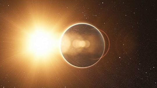 light of the sun making a corona around the earth