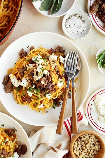 Pumpkin Pasta Dinner with Sausage and Goat Cheese