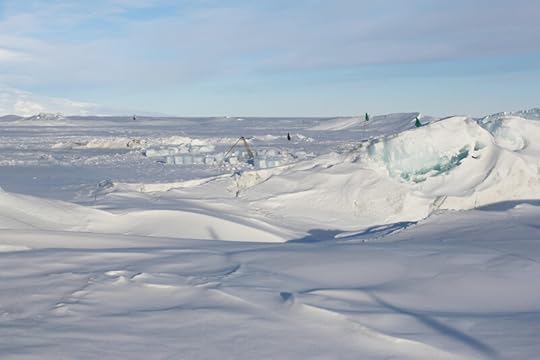I don't know what was going on there with the ice blocks, but it made me think of Nelson's marine biology ice hole, from which he'd have to hack a 'biscuit' of re-frozen ice every time he went out, and made a little wall of all these biscuits all around the hole.