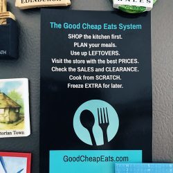printed card of GCE system on refrigerator with magnets