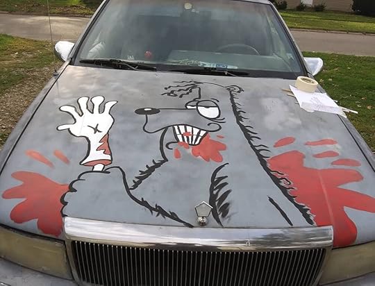 Michael detailed his own work onto the front hood of his ride.