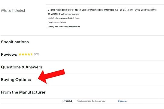 Best Buy page listing for the Google Pixelbook Go