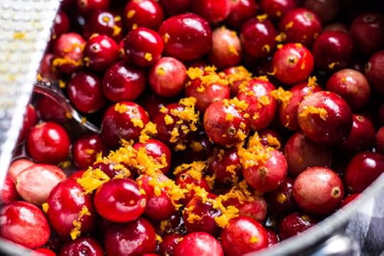 cranberry sauce ingredients in a pot