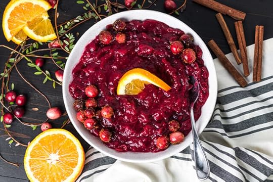 bowl of cranberry sauce using a no sugar recipe