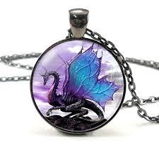 Dragon Necklace Wings Dragon Jewelry Punk Black Necklace Pendant Unisex Fashion Accessories Evil Dragon Necklace for Women Men-Leather bag