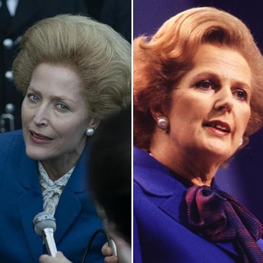 Gillian Anderson as Margaret Thatcher on The Crown vs. Margaret Thatcher in Real Life