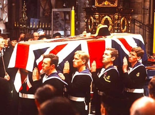 Lord Mountbatten’s funeral in real life, featuring the eponymous gold stick.