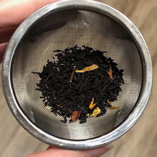 A photograph of loose leaf tea, Tiefling Candy.