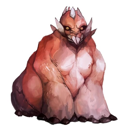 Teek goby - a hairless, gorilla-like beast with extending teeth