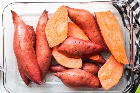 cut sweet potatoes for gluten free sweet potato souffle recipe