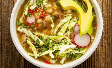 pozole blanco in a bowl