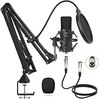 XLR Condenser Microphone, TONOR Professional Cardioid Studio Mic Kit with T20 Boom Arm, Shock Mount, Pop Filter for Record...