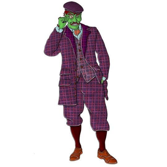 The Duke of Ghastlick - an orc in a purple, three-piece tweed suit and flatcap