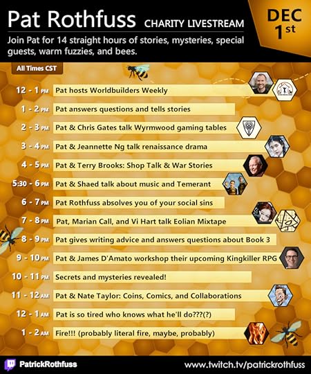 Kickoff Livestream Schedule that shows what Pat will be doing on 12/1