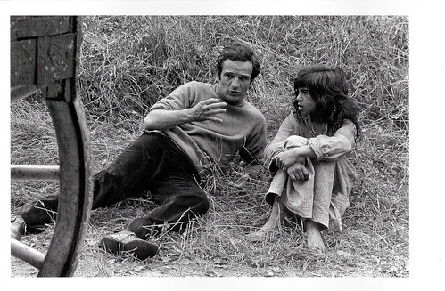 François Truffaut and Jean-Pierre Cargol at the set of L'Enfant sauvage (1969)