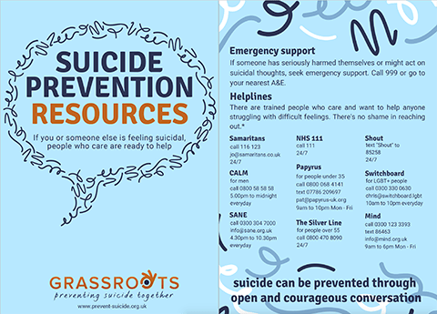 Suicide prevention ~ Download Resources ~ Grassroots