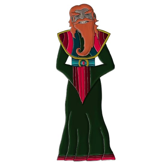 Scamson the sorcerer - he has a big beard and a green robe