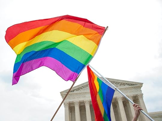 Rainbow flags flown in fron of US Supreme Court