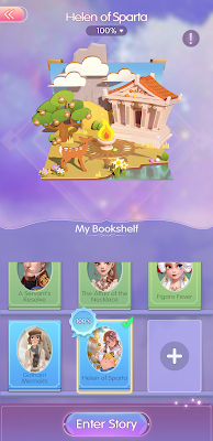 Helen of Sparta storybook at 100% completion featuring a Greek temple