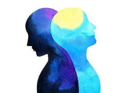 image of two thoughtful silhouette heads