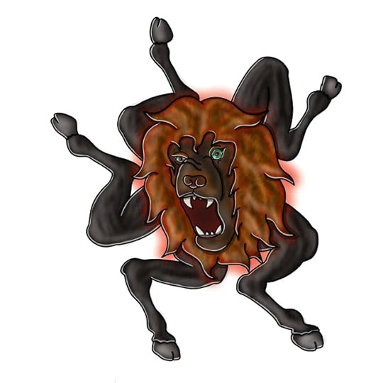 Buerk - looks like a lion head with goat legs sticking out of it in a circle