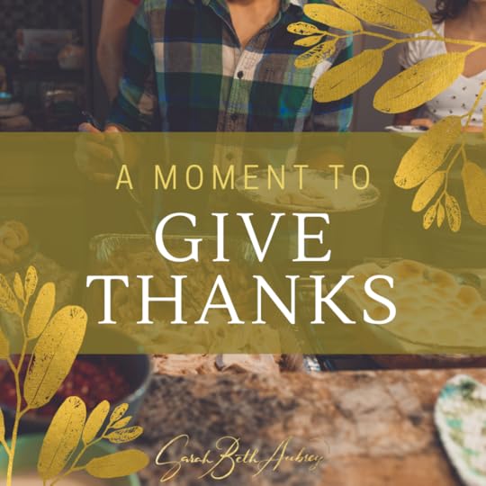 A photo of a Thanksgiving dinner with turkey, stuffing, and pumpkin pie is the background. A young white woman is holding a serving fork over the turkey and in her other hand is a china plate. The words