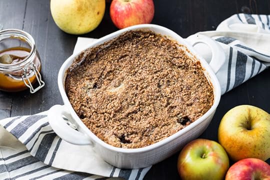 finished paleo apple dump cake in the baking pan