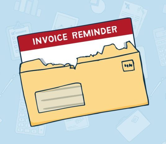 A letter is seen with an invoice peering out.